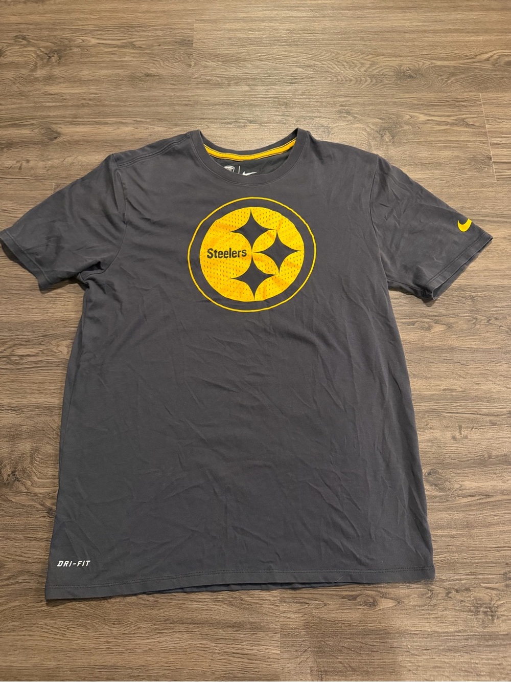 Pittsburgh Steelers Nike DRI-FIT Medium Gray Yellow NFL Team Apparel